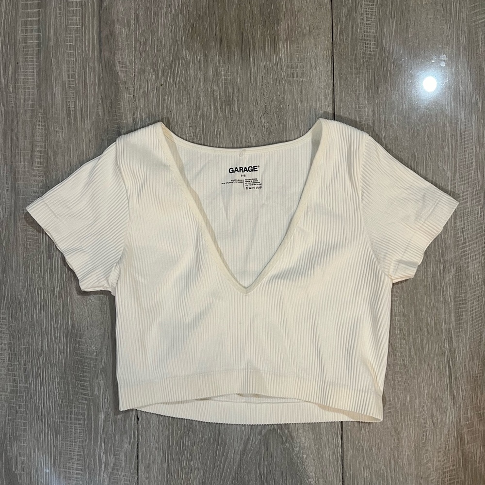 White Garage Crop Top